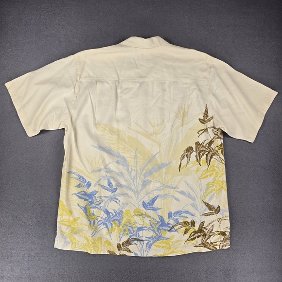Tommy Bahama Silk Shirt Men Large Short Sleeve Hawaiian Palm Leaves Beach Cruise - Picture 6 of 11